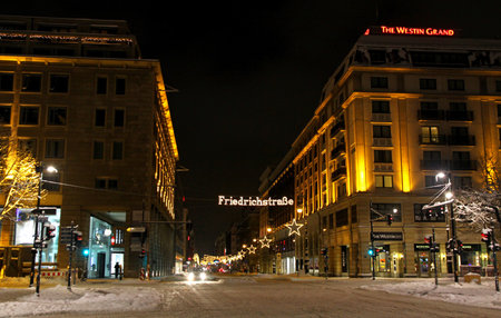 BERLIN; GERMANY - DECEMBER 28; 2010: Christmas illumination of Friedrichstrasse street in Berlin; Germanyのeditorial素材
