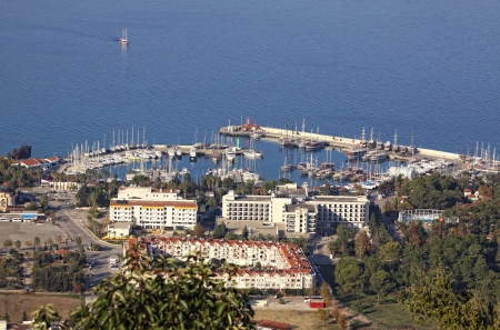 Aerial view of sea port of Kemer city, Antalya province, Turkeyの写真素材