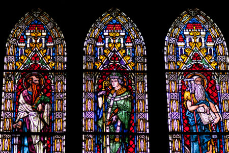 Stained glass windows of Freiburg Minster in Freiburg im Breisgau city, Germanyのeditorial素材