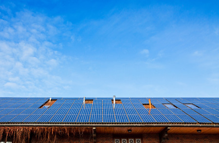 Solar panels installed on the roof of building