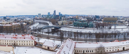 Panoramic bird-eye view of Vilnius city, Lithuania