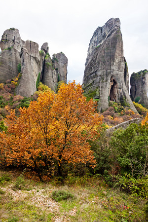 Famous Meteora Rocks, Trikala region, Greeceの写真素材