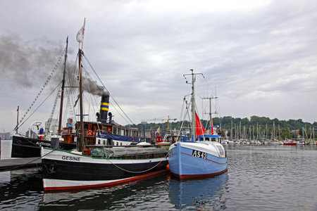 FLENSBURG, GERMANY - JULY 29, 2012: Harbour in Flensburg, the independent town in the north of...