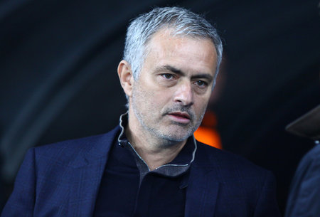 KYIV, UKRAINE - OCTOBER 20, 2015: FC Chelsea manager Jose Mourinho looks on during UEFA Champions League game against FC Dynamo Kyiv at NSC Olimpiyskyi stadium in Kyivのeditorial素材