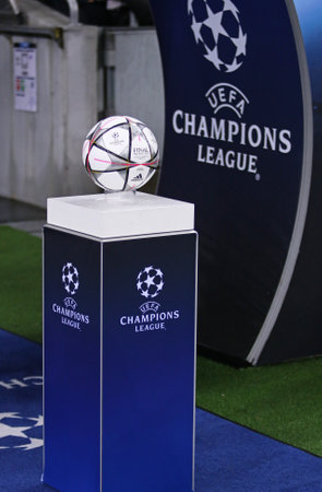 KYIV, UKRAINE - FEBRUARY 24, 2016: Official UEFA Champions League 2016 season ball Adidas Final...