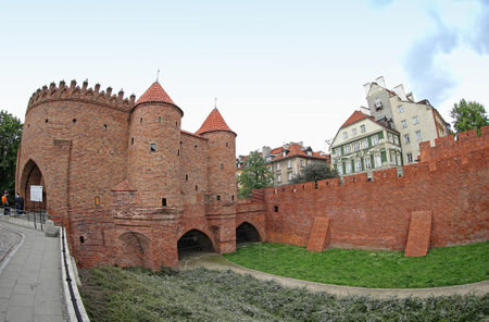 Warsaw Barbican (Polish: Barbakan Warszawski), semicircular fortified outpost in Warsaw city, Poland. Located between the Old and New Towns, it is a major tourist attractionのeditorial素材