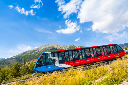 HIGH TATRAS, SLOVAKIA - AUGUST 28, 2015: Cable railway from Stary Smokovec to Hrebienok (1,285m)....
