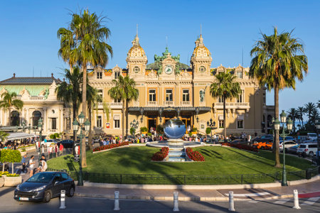MONTE CARLO, MONACO - JUNE 24, 2016: People gathering in front of the world famous Casino of Monte Carlo, Principality of Monacoのeditorial素材