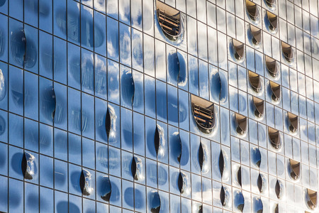 Details of Elbphilharmonie, concert hall in the port of Hamburg. The tallest inhabited building of...