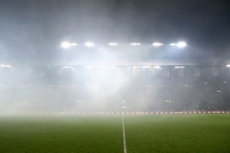 Kharkiv, Ukraine - November 15, 2016: Panoramic view of Metalist stadium before Friendly match between Ukraine and Serbia, Kharkiv, Ukraineのeditorial素材