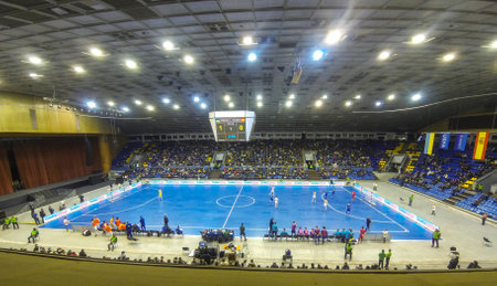 KYIV, UKRAINE - JANUARY 29, 2017: Friendly Futsal match Ukraine v Spain at Palats of Sports in Kyiv, Ukraineのeditorial素材