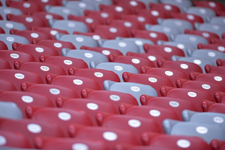 WARSAW, POLAND - MAY 27, 2015: Tribunes of Warsaw National Stadium (Stadion Narodowy) during Training session before the UEFA Europa League Final game Dnipro vs Sevilla in Warsaw, Polandのeditorial素材