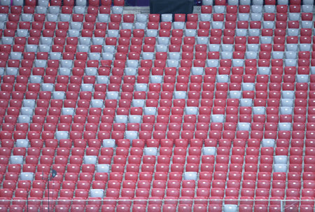 WARSAW, POLAND - MAY 27, 2015: Tribunes of Warsaw National Stadium (Stadion Narodowy) during Training session before the UEFA Europa League Final game Dnipro vs Sevilla in Warsaw, Polandのeditorial素材