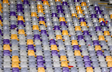 MARIBOR, SLOVENIA - NOVEMBER 17, 2015: Empty tribues of Stadion Ljudski vrt in Maribor, Slovenia after the UEFA EURO 2016 Play-off for Final Tournament game between Slovenia and Ukraineのeditorial素材