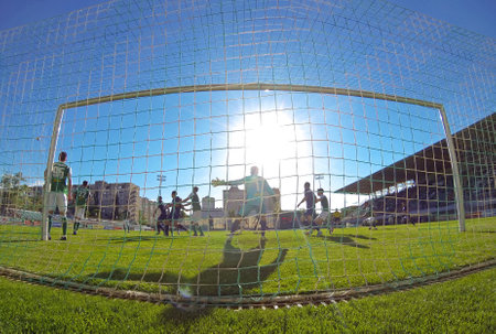 KYIV, UKRAINE - MAY 27, 2017: Ukrainian First League game between FC Desna Chernihiv and FC Obolon-Brovar Kyivのeditorial素材