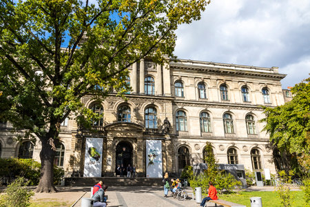 BERLIN, GERMANY - SEPTEMBER 20, 2017: Facade of Berlin Museum of Natural History (Museum fur Naturkunde). The museum houses more millions zoological, paleontological and mineralogical specimensのeditorial素材