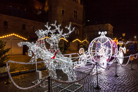 GDANSK, POLAND - DECEMBER 3, 2016: Annual traditional Christmas fair on Targ Weglowy (Coal Market) in center of Gdansk city, Polandのeditorial素材