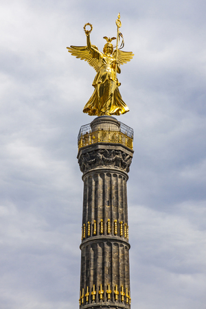 Detail of the golden angel of the Siegessaeule (Victory Column) in Berlin, Germanyの写真素材