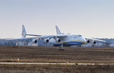KYIV, UKRAINE - APRIL 3, 2018: Ukrainian Antonov An-225のeditorial素材