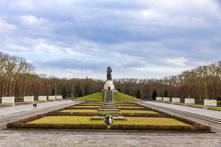 Panoramic view of the Soviet War Memorial in Treptower Park in Berlin. Central war memorial of East Germanyのeditorial素材