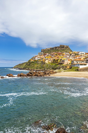 Picturesque view of Medieval town of Castelsardo, province of Sassari, Sardinia, Italy. Popular travel destination. Mediterranean seacoastの写真素材