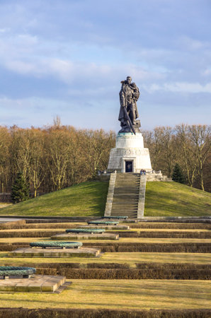 Berlin, Germany - February 25, 2015: Panoramic view of the Soviet War Memorial in Treptower Park in Berlin. Central war memorial of East Germanyのeditorial素材