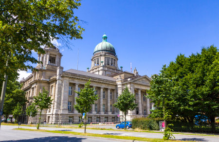 Building of The Hanseatic Higher Regional Court (Hanseatisches Oberlandesgericht ) (HansOLG) of the City of Hamburg, Germany. Located at the square of Sievekingplatz in St. Pauli quarterのeditorial素材