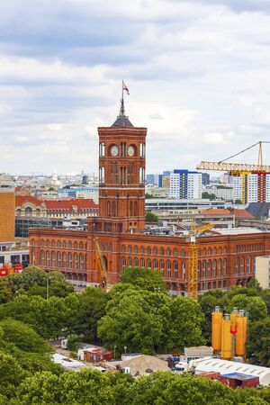 Aerial view of Berlin City Hall (Rotes Rathaus), Germany.の写真素材