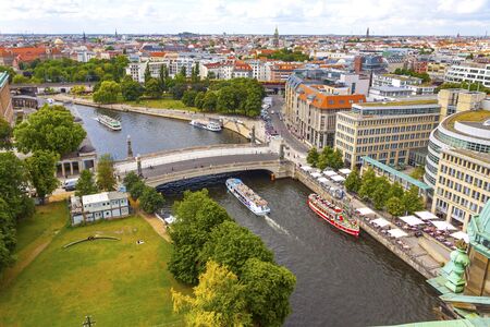 Skyline aerial view of Spree River and Museum island in Berlin city, Germany.の写真素材