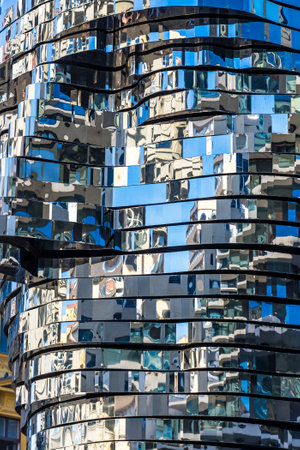 Prague, Czech Republic - October 26, 2019: The Head of Franz Kafka, also known as the Statue of Kafka. Outdoor sculpture by artist David Cerny, situated near the Quadrio shopping centre in Pragueのeditorial素材