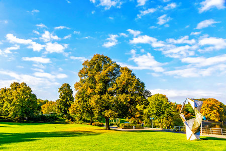 Ronnebypromenade park in Berlin-Wannsee, locality in southwestern Berlin borough of Steglitz-Zehlendorf, Germany. Wannsee is well known as the number-one bathing and recreation spot for western Berlinの写真素材