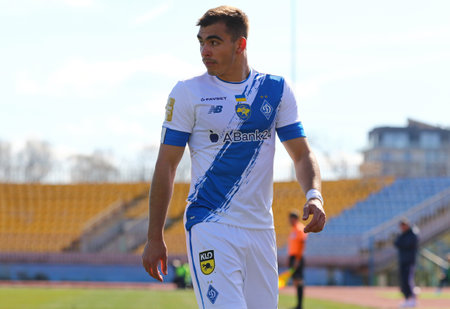 Uzhhorod, Ukraine - March 12, 2023: Portrait of Kostiantyn Vivcharenko of Dynamo Kyiv seen during the VBET Ukrainian Premier League game against SC Dnipro-1 at Avanhard stadium in Uzhhorodのeditorial素材