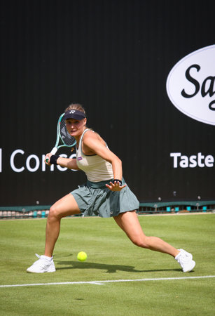 Berlin, Germany - June 15, 2024: Dayana YASTREMSKA of Ukraine in action during her WTA 500 Ecotrans Ladies German Open game against Zeynep SONMEZ of Turkey at Rot Weiss Tennis Club in Berlin, Germanyのeditorial素材