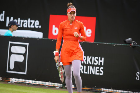Berlin, Germany - June 19, 2024: Veronika KUDERMETOVA reacts during her WTA 500 Ecotrans Ladies German Open doubles game with Hao-Ching CHAN against Nicole MELICHAR-MARTINEZ and Ellen PEREZのeditorial素材