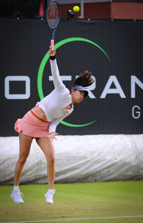 Berlin, Germany - June 19, 2024: Hao-Ching CHAN (TPE) in action during her WTA 500 Ecotrans Ladies German Open doubles game with Veronika KUDERMETOVA against Nicole MELICHAR-MARTINEZ and Ellen PEREZのeditorial素材