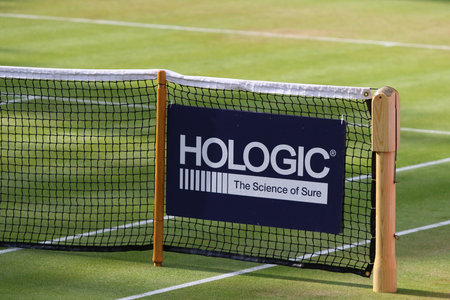 Berlin, Germany - June 19, 2024: Details of Steffi Graf court of Rot Weiss Tennis Club in Berlin during the WTA 500 Ecotrans Ladies German Open game Ons JABEUR (TUN) v Xinyu WANG (CHN)のeditorial素材