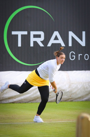 Berlin, Germany - June 19, 2024: Jule NIEMEIER (GER) serves during her WTA 500 Ecotrans Ladies German Open doubles game with Noma NOHA AKUGUE against Demi SCHUURS (NED) and Luisa STEFANI (BRA) at Rot Weiss Tennis Clubのeditorial素材