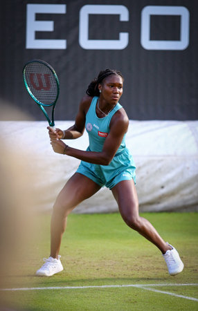 Berlin, Germany - June 19, 2024: Noma NOHA AKUGUE (GER) in action during her WTA 500 Ecotrans Ladies German Open doubles game with Jule NIEMEIER against Demi SCHUURS (NED) and Luisa STEFANI (BRA)のeditorial素材
