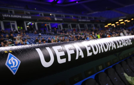 Hamburg, Germany - September 25, 2024: Team bench at Volksparkstadion in Hamburg featuring UEFA...