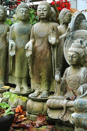 Multiple stone statues of spiritual figuresのeditorial素材