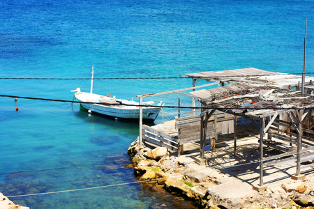 Old port on the Rocks with the sea in the background placed in Enfeh, Tripoli, Lebanonの写真素材
