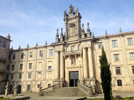 Santiago de Compostela, Spain - January 31, 2018: The monastery of San Martin Pinario in Castilian is a Benedictine monastery in the city of Santiago de Compostela, Galicia, Spainのeditorial素材