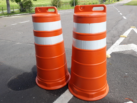 two large highway flagsの写真素材