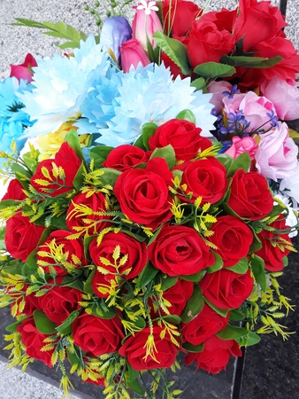 colorful and very cheerful flowers, big bouquetの写真素材