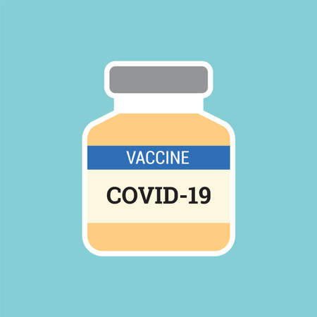 Covid-19 vaccine bottle icon illustration in flat styleのイラスト素材