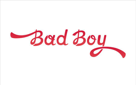 Handsketched lettering Bad boy text on white background. Template for banner, design, print, poster, logotype. Vintage lettering typography vector poster.のイラスト素材