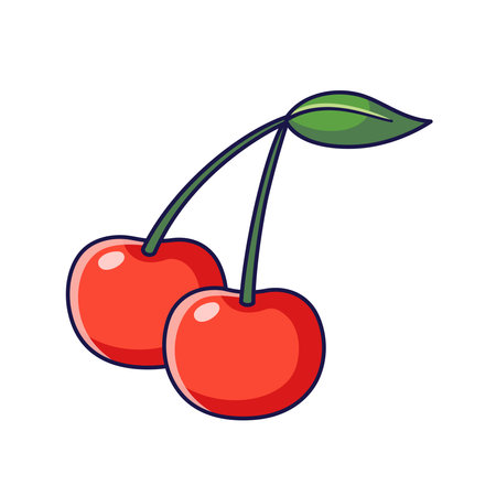 Cute Cherry illustration. Vector hand drawn cartoon icon illustration. Cherry berry in doodle style. Isolated on white background.のイラスト素材