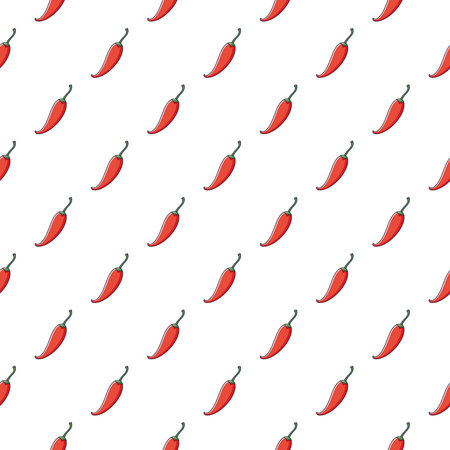 Cute Red Chili Pepper seamless pattern in doodle style. Vector hand drawn cartoon Red Chili Pepper illustration. Hand drawn Sketch of Red Chili Pepper. Pattern for kids clothes.のイラスト素材