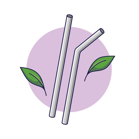 Reusable metal drinking straws. Sustainable lifestyle, zero waste, ecological concept. Vector illustration in cartoon style. Recycling, waste management, ecology, sustainability.のイラスト素材