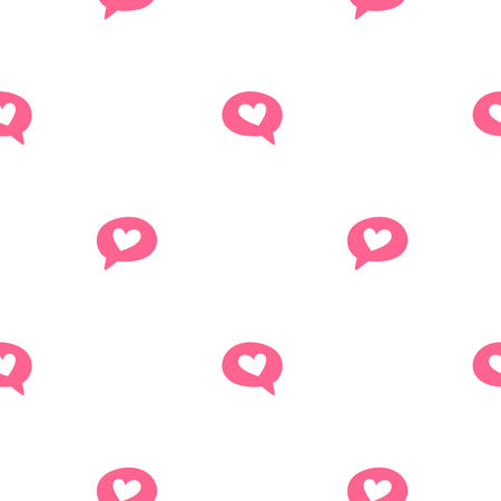 Pink core Seamless pattern with love message. Cute love message isolated on white background. Hand...